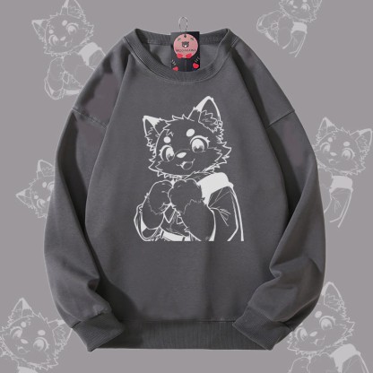 MODAKAWA Unisex-Sweatshirt mit niedlichem Katzenmotiv und Pfotenabdruck - Dark Grey - 5XL - image 2
