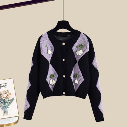 3D-Blumen-Cardigan, passender Tüllrock und Outfit - Black Cardigan Sweater - XL - image 5