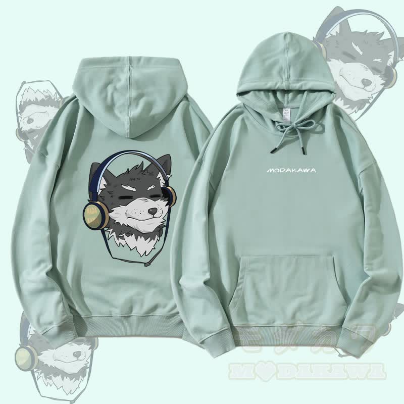 MODAKAWA Koda Streetwear Pullover Hoodie mit Kopfhörer-Grafik - Grün - 5XL - image 3