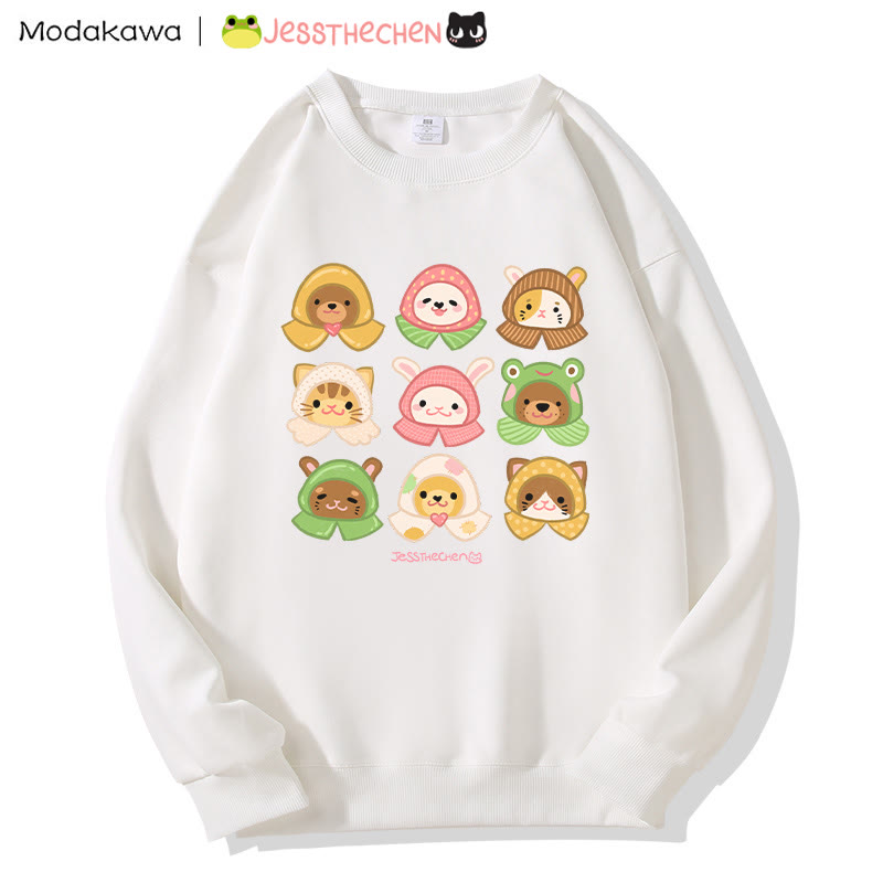 MODAKAWA X jessthechen Sweatshirt mit Tierprint im Graffiti-Stil und Rundhalsausschnitt - White - 3XL - image 5