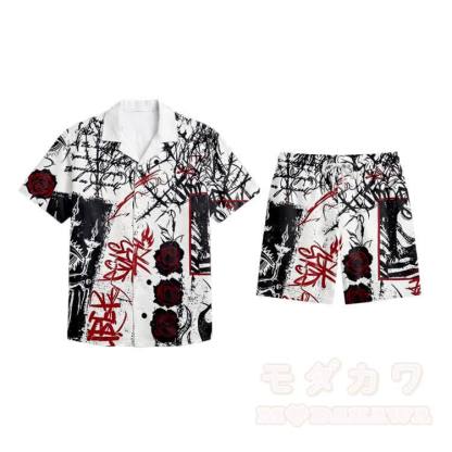 Bedrucktes Modakawa Hemd & Shorts Urlaubsset - Schwarz - 5XL - image 12