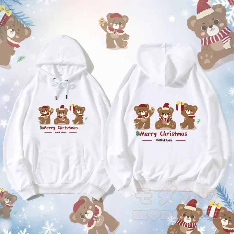 MODAKAWA Drei Weihnachtsbären Grafik Streetwear Pullover Hoodie - Weiß - 5XL - image 4