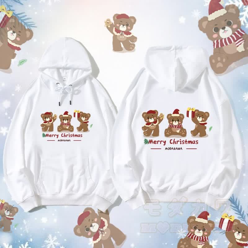 MODAKAWA Drei Weihnachtsbären Grafik Streetwear Pullover Hoodie - Weiß - 5XL - image 4