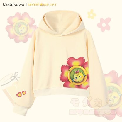 MODAKAWA X INVERTOUCH_ART Flower Bee Graphic Modakawa Cropped Cotton Hoodie - Aprikose A - 3XL - image 10