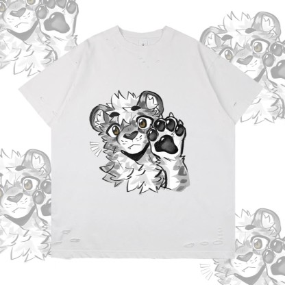 MODAKAWA X atka Tiger Paw Wave Graphic Ripped T-Shirt - White - 2XL - image 4