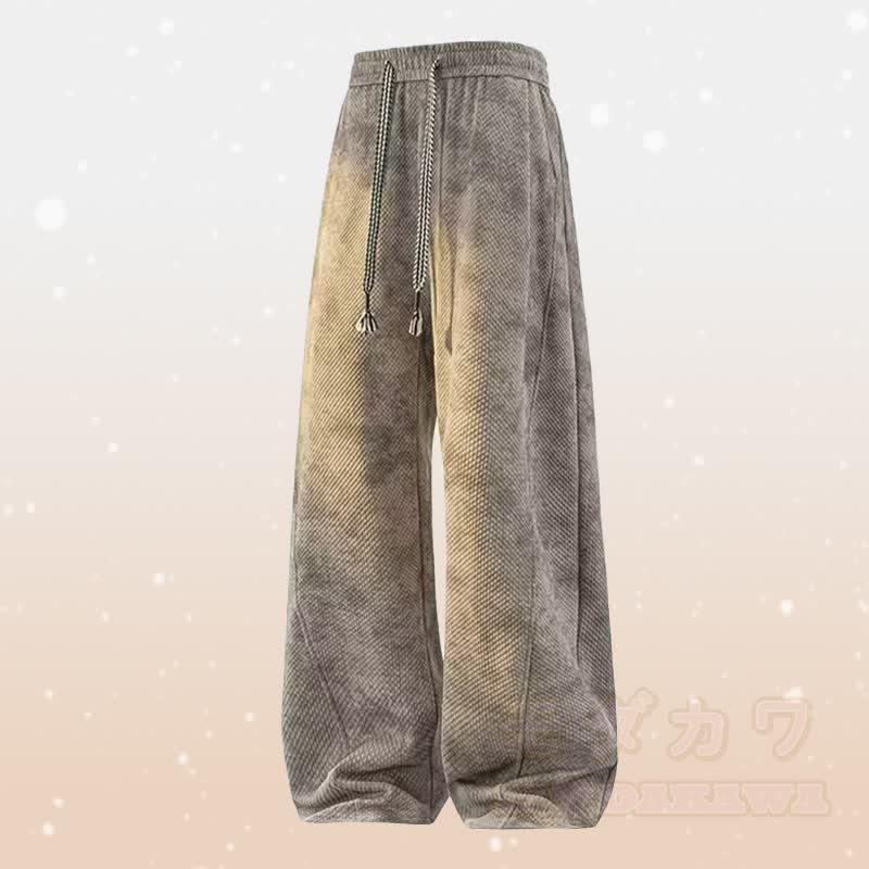 Zweiteiliger Strickpullover mit Farbverlauf und Rissen, dazu eine fleecegefütterte Hose - Braune Hose - 4XL - image 11