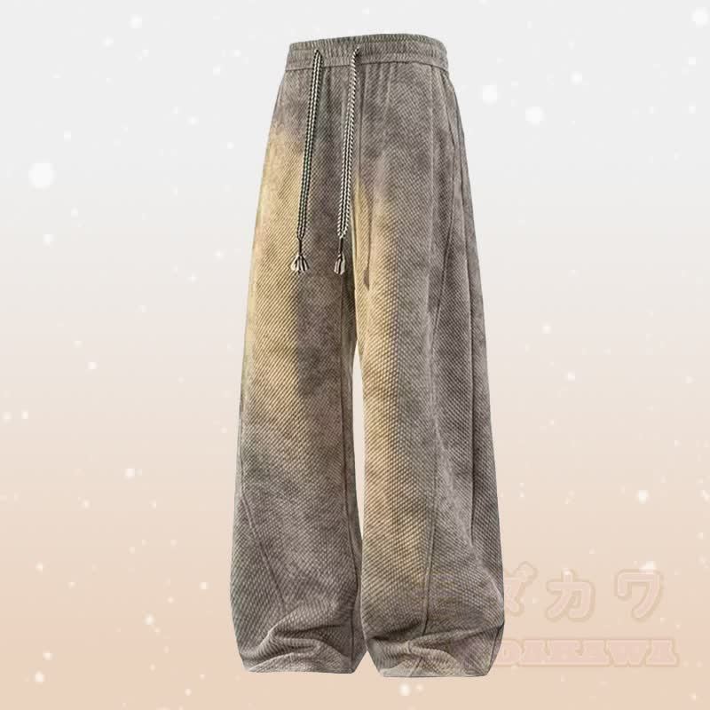 Zweiteiliger Strickpullover mit Farbverlauf und Rissen, dazu eine fleecegefütterte Hose - Braune Hose - 4XL - image 11