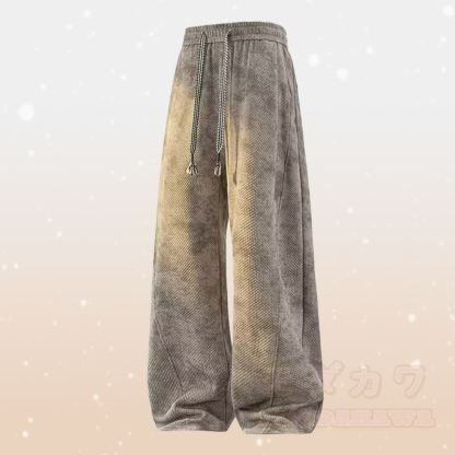 Zweiteiliger Strickpullover mit Farbverlauf und Rissen, dazu eine fleecegefütterte Hose - Braune Hose - 4XL - image 11