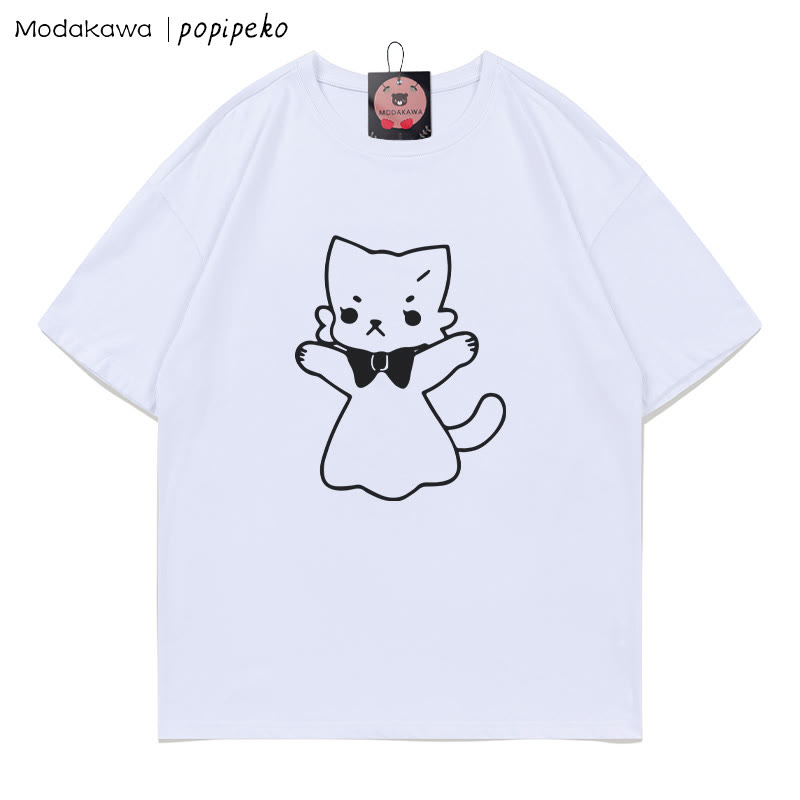 MODAKAWA X popipeko Kitty Print T-Shirt - White - 5XL - image 4