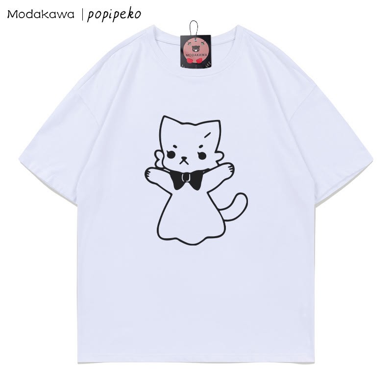 MODAKAWA X popipeko Kitty Print T-Shirt - White - 5XL - image 4