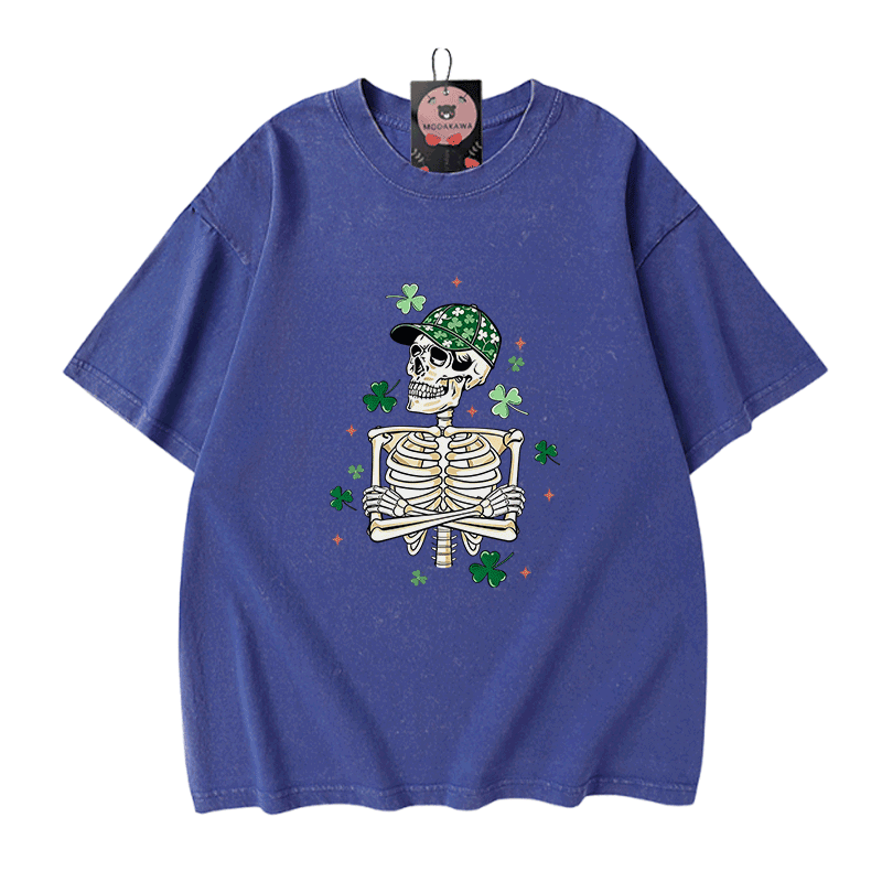 Modakawa Vintage T-Shirt aus 100 % Baumwolle mit St. Patrick's Day-Motiv (gewaschen). - Blue - 5XL - image 4