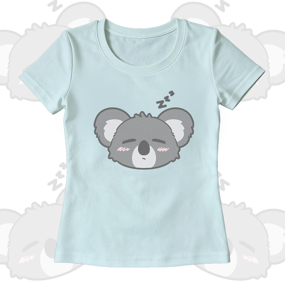 Koala-Grafik-T-Shirt mit U-Ausschnitt, weite Hose, passendes Outfit von Modakawa - Light Grey Blue T-shirt - XL - image 4