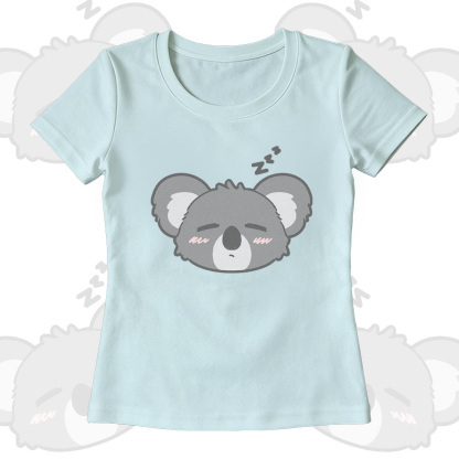 Koala-Grafik-T-Shirt mit U-Ausschnitt, weite Hose, passendes Outfit von Modakawa - Light Grey Blue T-shirt - XL - image 4