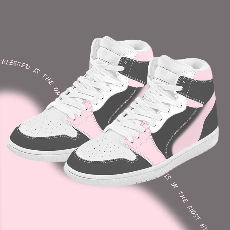 MODAKAWA Farben Block Graphic High Top Canvas Schuhe - Grey&Pink B - 48 - image 2