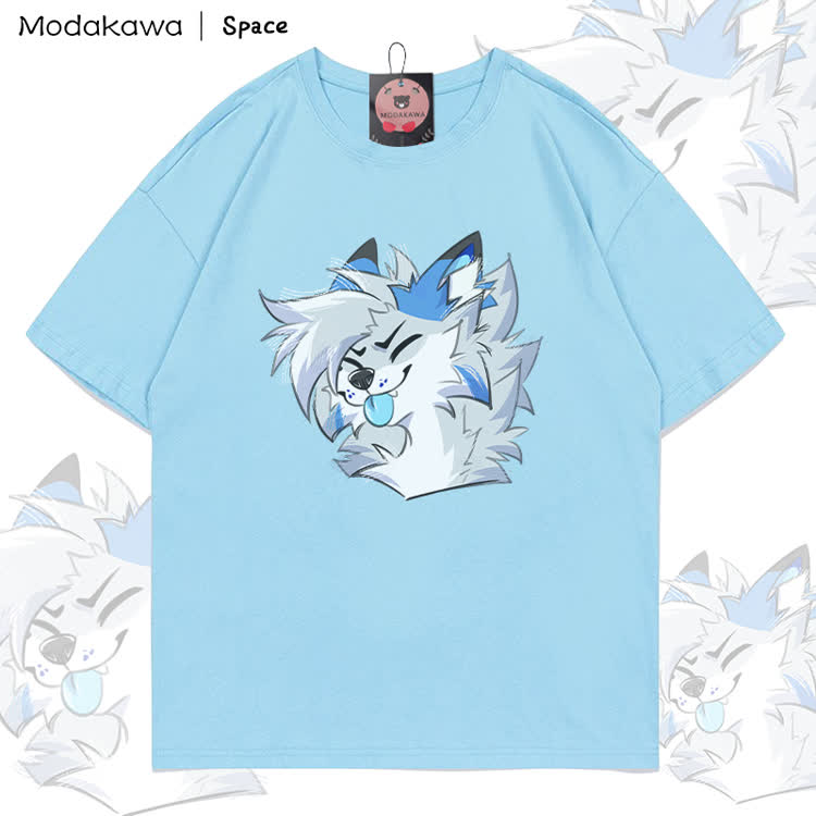 MODAKAWA X Space Barker Zunge-raus-Grafik T-Shirt aus 100 % Baumwolle - Sky Blue - 5XL - image 5