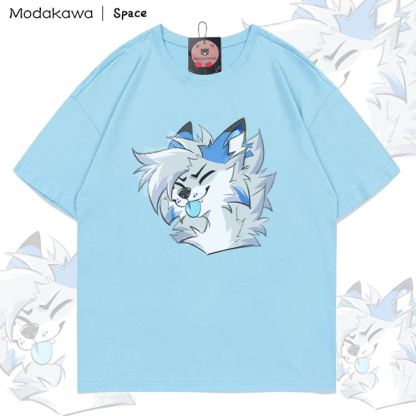 MODAKAWA X Space Barker Zunge-raus-Grafik T-Shirt aus 100 % Baumwolle - Sky Blue - 5XL - image 5