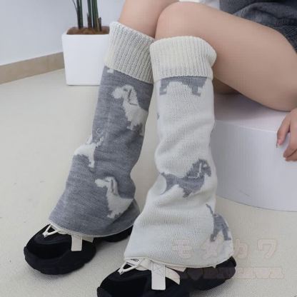 Wende-Beinwärmer aus Welpenstrick - Weiß - Einheitsgröße - image 4