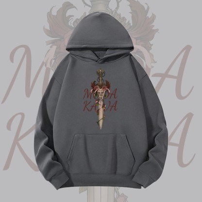 MODAKAWA Gothic Skull Rose Sword Graphic Heavyweight Hoodie - Dark Grey - 2XL - image 2