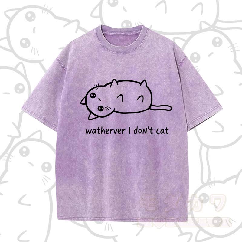 MODAKAWA WATHERVER I DON'T CAT Kurzarm-T-Shirt mit Aufdruck - Lila B - 5XL - image 16