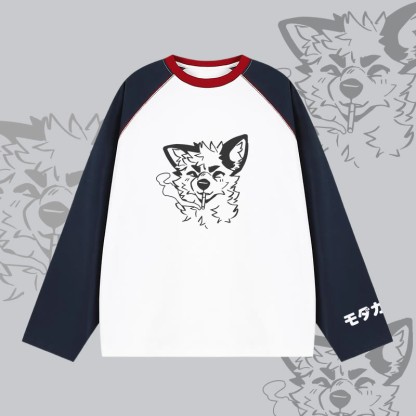 MODAKAWA X atka Smoking Fox Graphic Farben Block Raglan Langarm-T-Shirt - White - 2XL - image 4