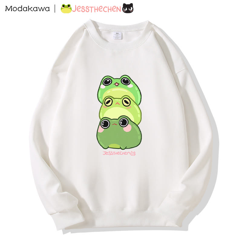 MODAKAWA X jessthechen Stacked Frog Graphic Sweatshirt - White - 5XL - image 4