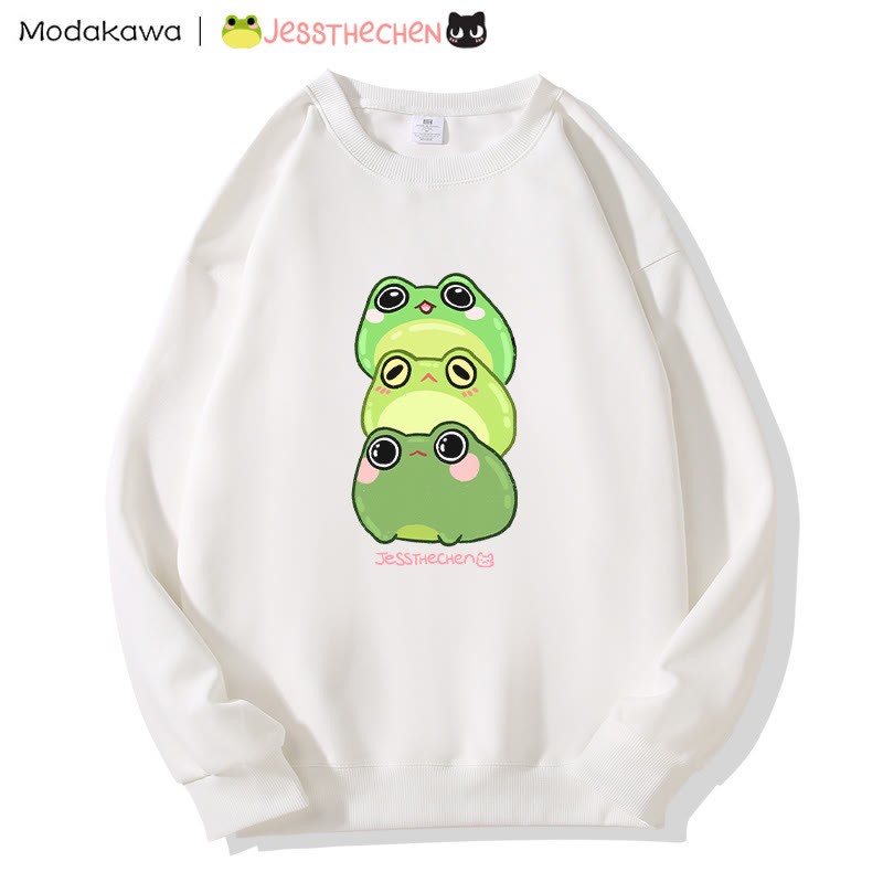 MODAKAWA X jessthechen Stacked Frog Graphic Sweatshirt - White - 5XL - image 4