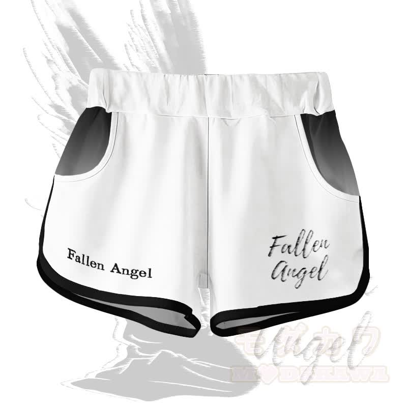 FALLEN ANGEL Grafik-Farbverlauf T-Shirt Shorts Modakawa passendes Outfit - Weiße Shorts - 5XL - image 7