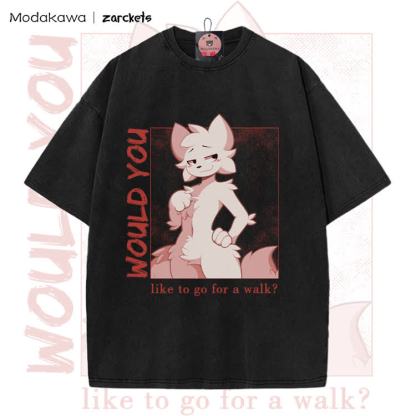 MODAKAWA X zarckets WOULD YOU Anime Fox Graphic Vintage Washed T-shirt - Black - 5XL - image 3