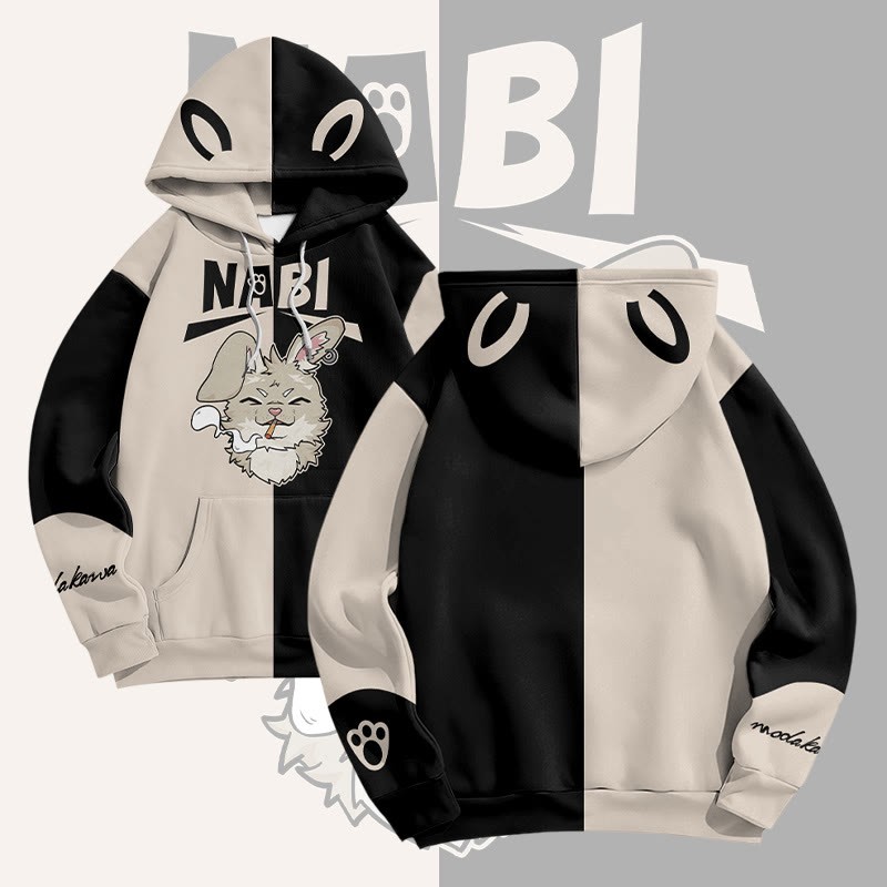 MODAKAWA NABI Pullover-Hoodie mit Allover-Print und Raucherhasen-Grafik - Camel - 8XL - image 3