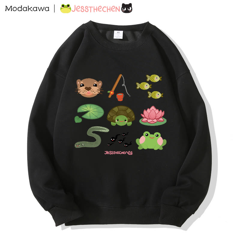 MODAKAWA X jessthechen Sweatshirt mit Tier- und Blumenmuster und Rundhalsausschnitt - Black - 3XL - image 3
