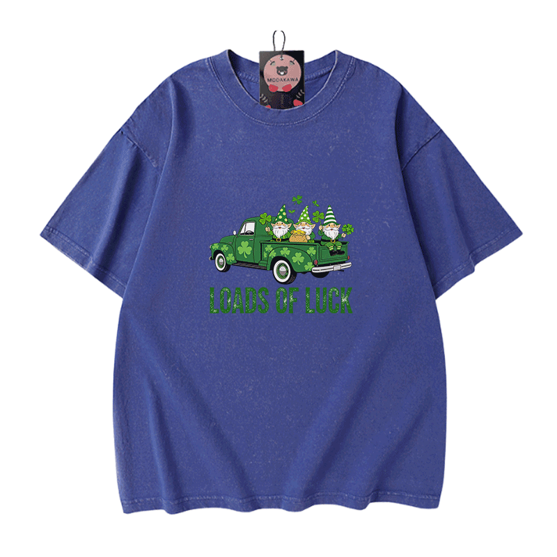 VIEL GLÜCK St. Pakrit's Day Glücksgrafik Modakawa Vintage gewaschenes T-Shirt aus 100% Baumwolle - Blue - 5XL - image 4