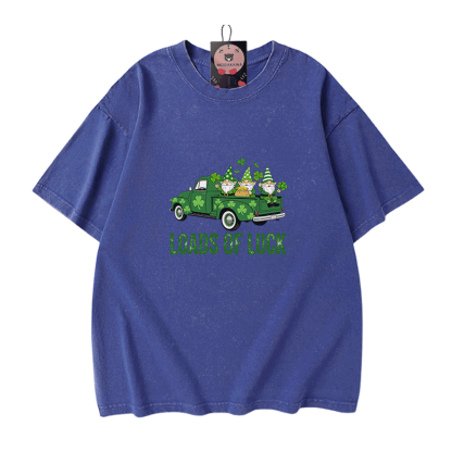 VIEL GLÜCK St. Pakrit's Day Glücksgrafik Modakawa Vintage gewaschenes T-Shirt aus 100% Baumwolle - Blue - 5XL - image 4