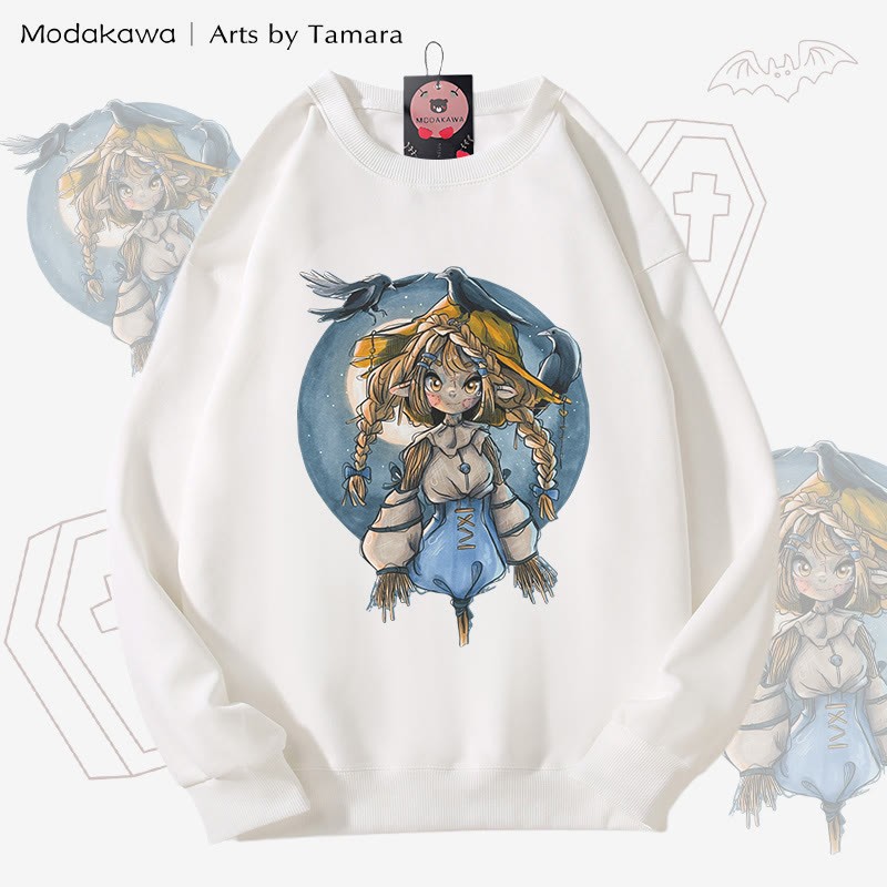 MODAKAWA X Arts by Tamara Scarecrow Graphic Unisex Sweatshirt - White - 5XL - image 3