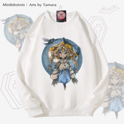 MODAKAWA X Arts by Tamara Scarecrow Graphic Unisex Sweatshirt - White - 5XL - image 3