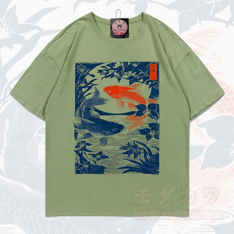 MODAKAWA Kurzarm-T-Shirt mit Fischprint - Olivgrün - 5XL - image 7