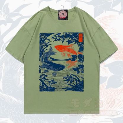 MODAKAWA Kurzarm-T-Shirt mit Fischprint - Olivgrün - 5XL - image 7