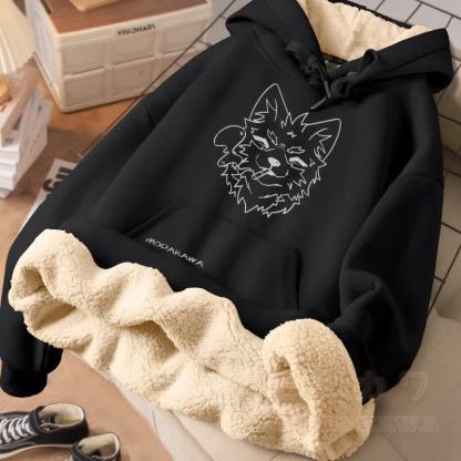 MODAKAWA Koda Smoking Puppy Grafik Dick Fleecegefütterter Winterhoodie - Schwarz - 2XL - image 3