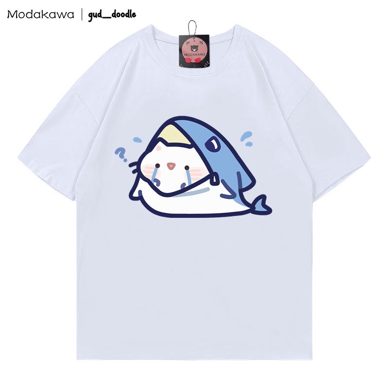 MODAKAWA X gud_doodle T-Shirt mit Kitty-Hai-Print - White - 5XL - image 6