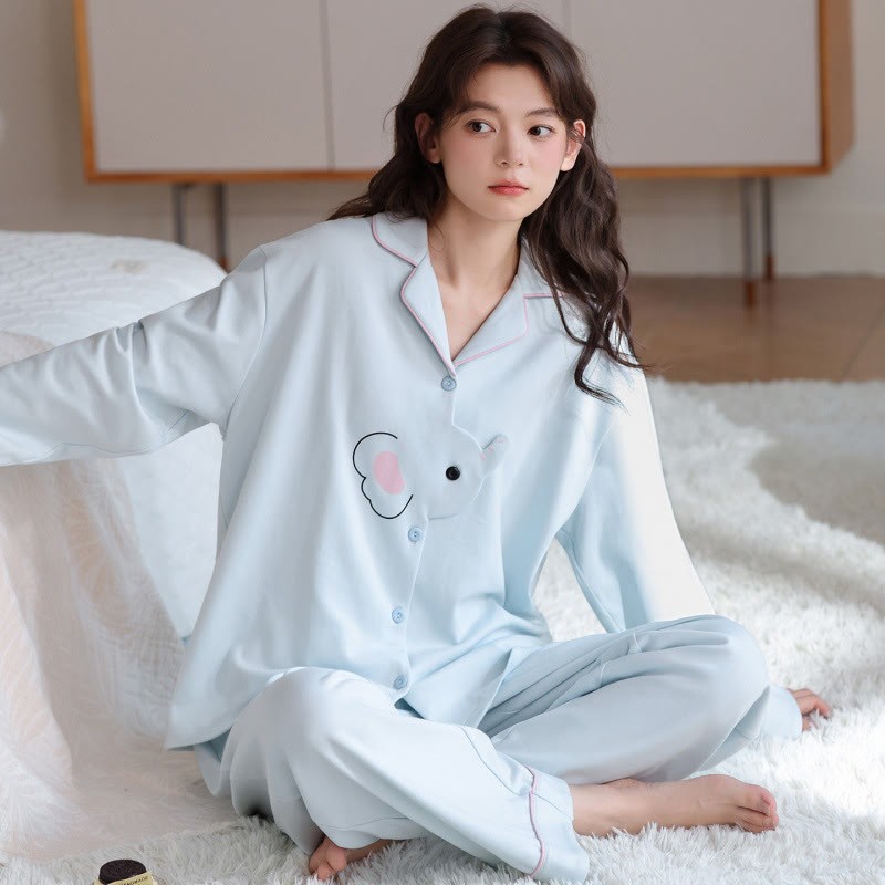 Pyjama-Set mit Elefanten-Print - image 4