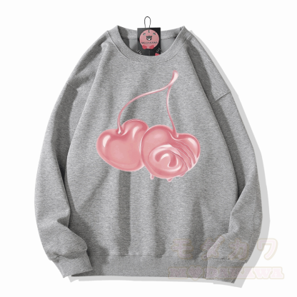 Modakawa Sweatshirt mit Kirschmotiv - Grau - 5XL - image 3