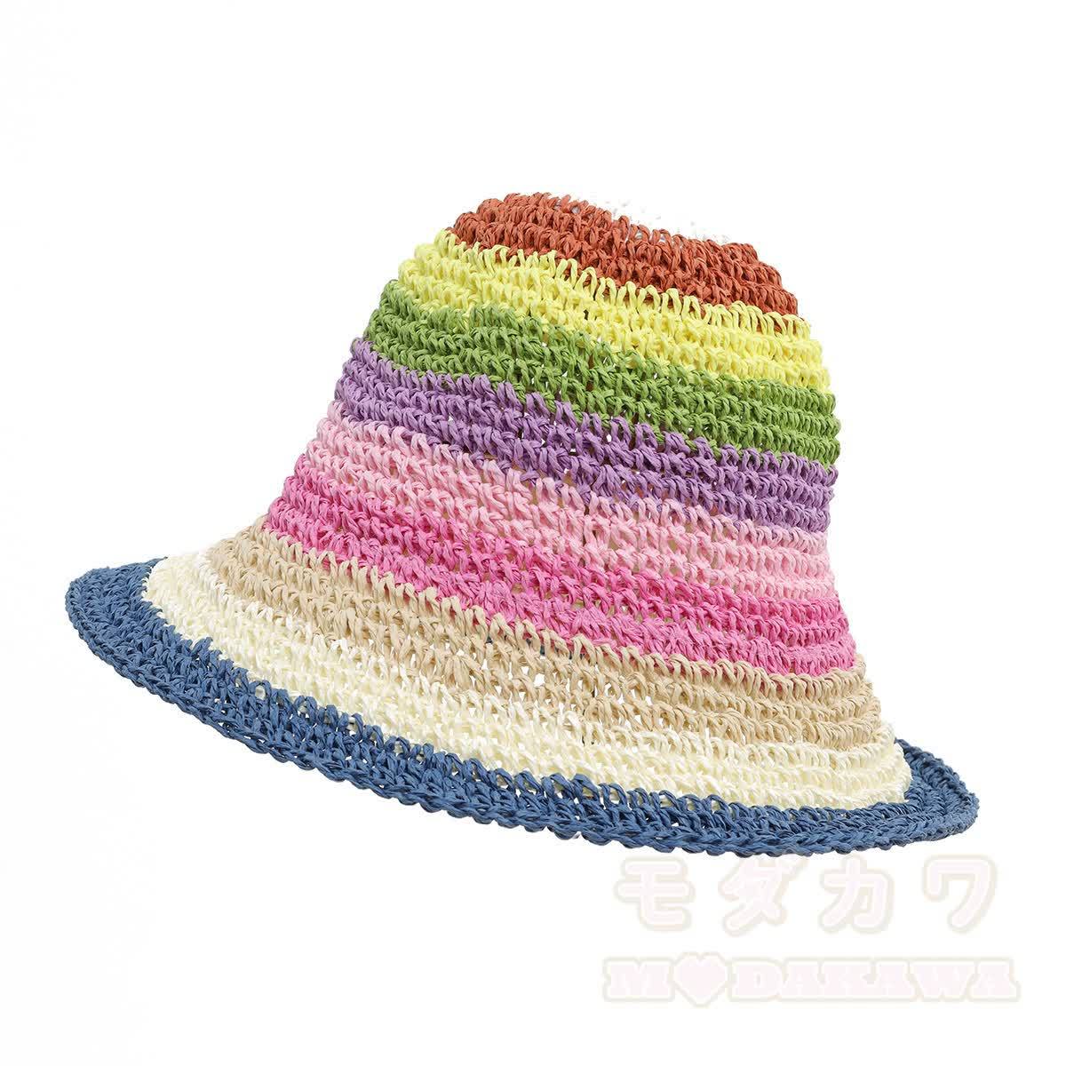 Strohhut, gewebt, Strandurlaub, Regenbogen-Sonnenhut - Mehrfarbig D - One Size - image 5