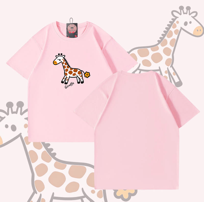 Giraffenmotiv Modakawa T-Shirt aus 100 % Baumwolle - Pink - 5XL - image 4
