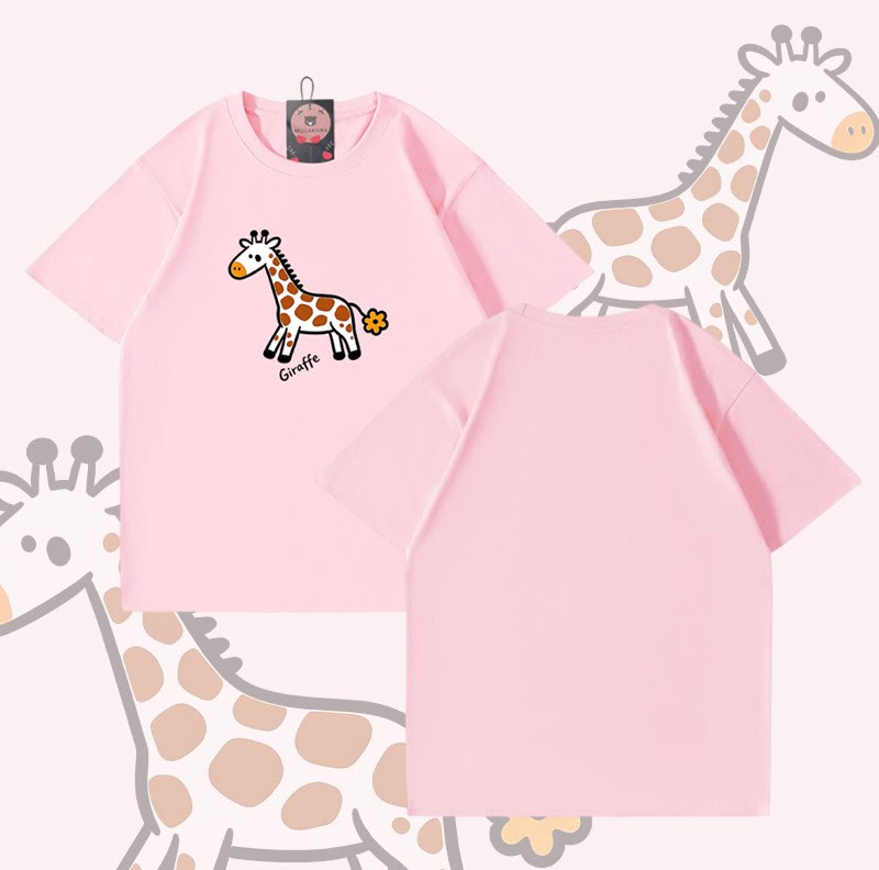 Giraffenmotiv Modakawa T-Shirt aus 100 % Baumwolle - Pink - 5XL - image 4