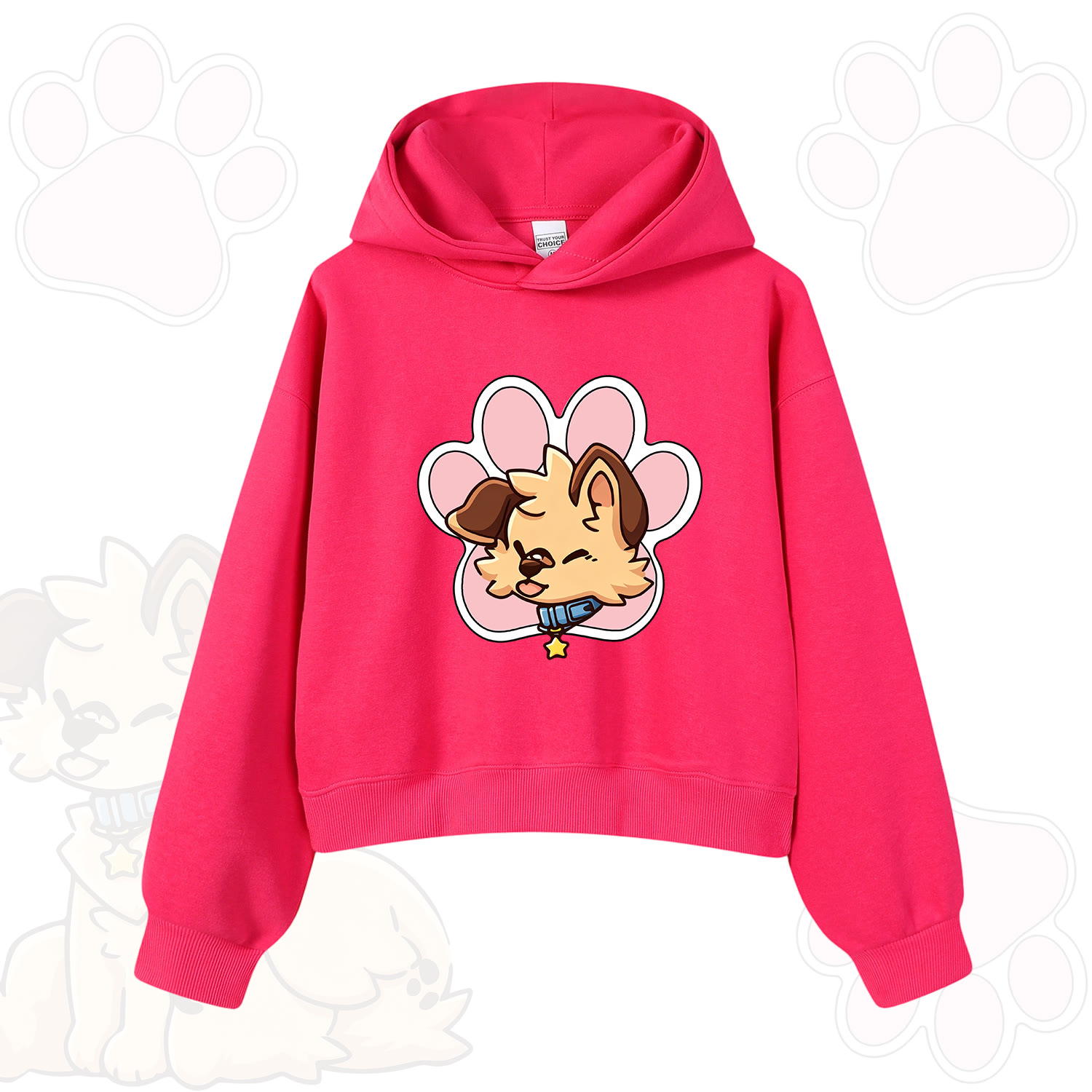 MODAKAWA X popipeko Hoodie mit niedlichem Welpenprint - Fuchsie - 3XL - image 11