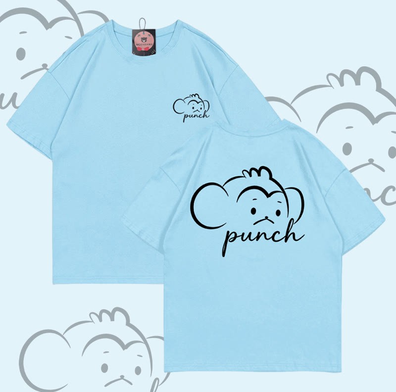 PUNCH Monkey Graphic Modakawa 100% Baumwoll-T-Shirt - Blue - 5XL - image 7