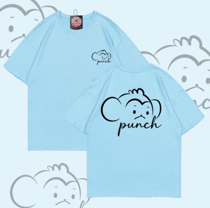 PUNCH Monkey Graphic Modakawa 100% Baumwoll-T-Shirt - Blue - 5XL - image 7