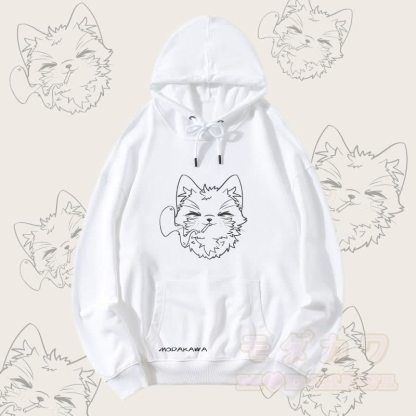 MODAKAWA Smoking Kitty Grafik Streetwear Pullover Hoodie - Weiß - 5XL - image 4