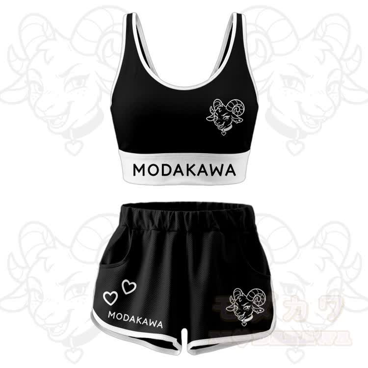 Ziegen-Grafik Crop Tank Sport Top Shorts Modakawa passendes Outfit - Schwarzes Set - 5XL - image 13