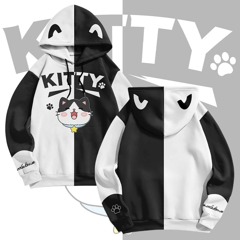MODAKAWA Happy Kitty Kapuzenpullover mit Allover-Print - Black - 6XL - image 3