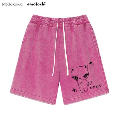 Shorts mit verwaschenem Vintage-Print von Kitty Star - Rosenrot - 3XL - image 5